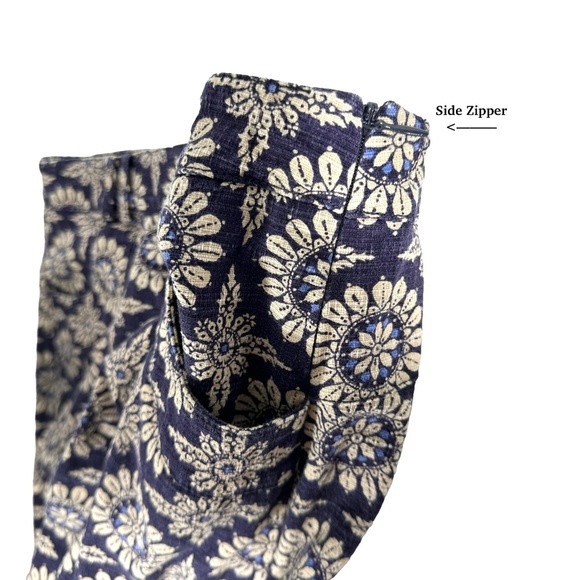 Women's | Anthropologie's Elevenses | Navy Blue Mid-rise Medallion Shorts  - 6 - Picture 5 of 7